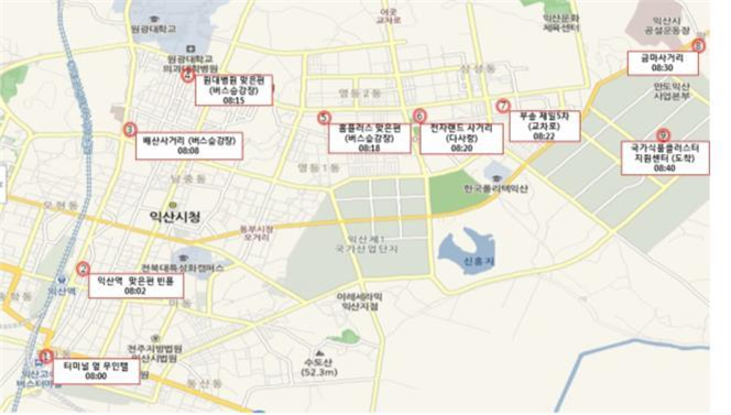 식품진흥원 운영 통근버스 노선 및 운행시간 - 자세한 내용은 첨부파일에서 확인